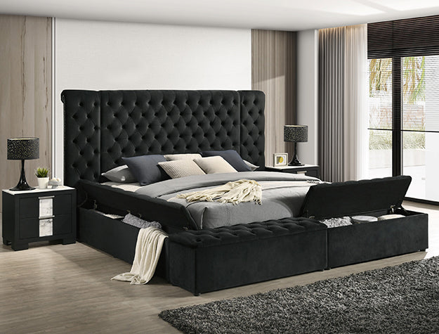 Liliana Queen Black Panel Bed – Luna Furniture