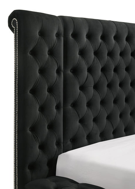 Liliana King Black Panel Bed from Crown Mark - Luna Furniture