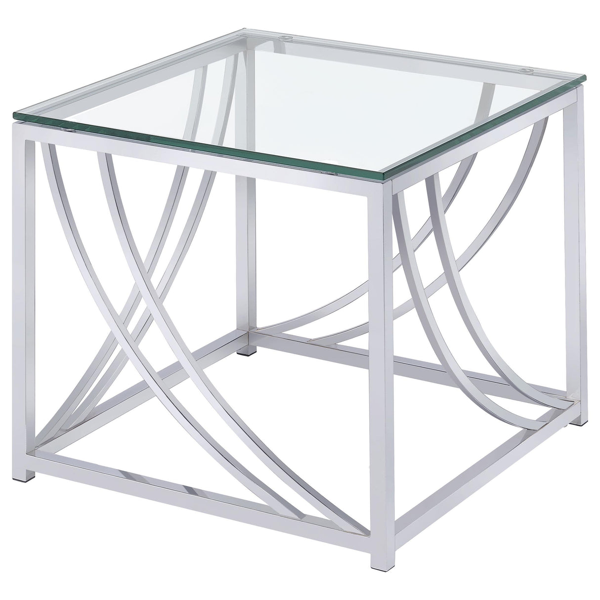 Lille Chrome 2-Piece Glass Top Coffee and End Table Set from Coaster - Luna Furniture