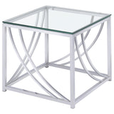 Lille Chrome 2-Piece Glass Top Coffee and End Table Set from Coaster - Luna Furniture