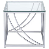 Lille Chrome 2-Piece Glass Top Coffee and End Table Set from Coaster - Luna Furniture