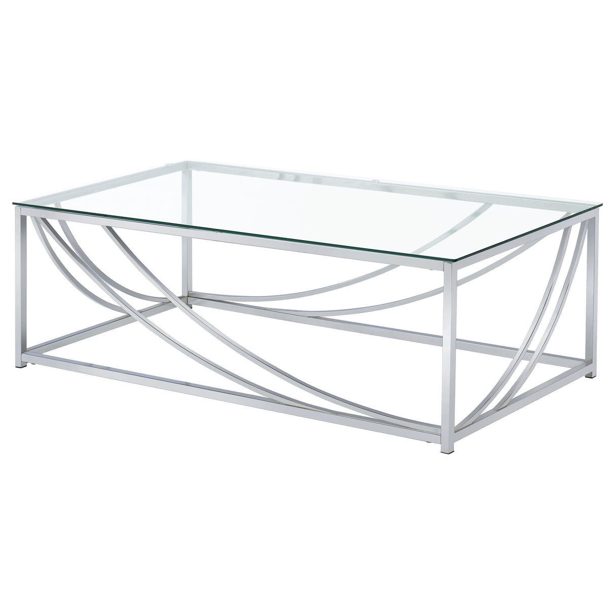 Lille Chrome 2-Piece Glass Top Coffee and End Table Set from Coaster - Luna Furniture
