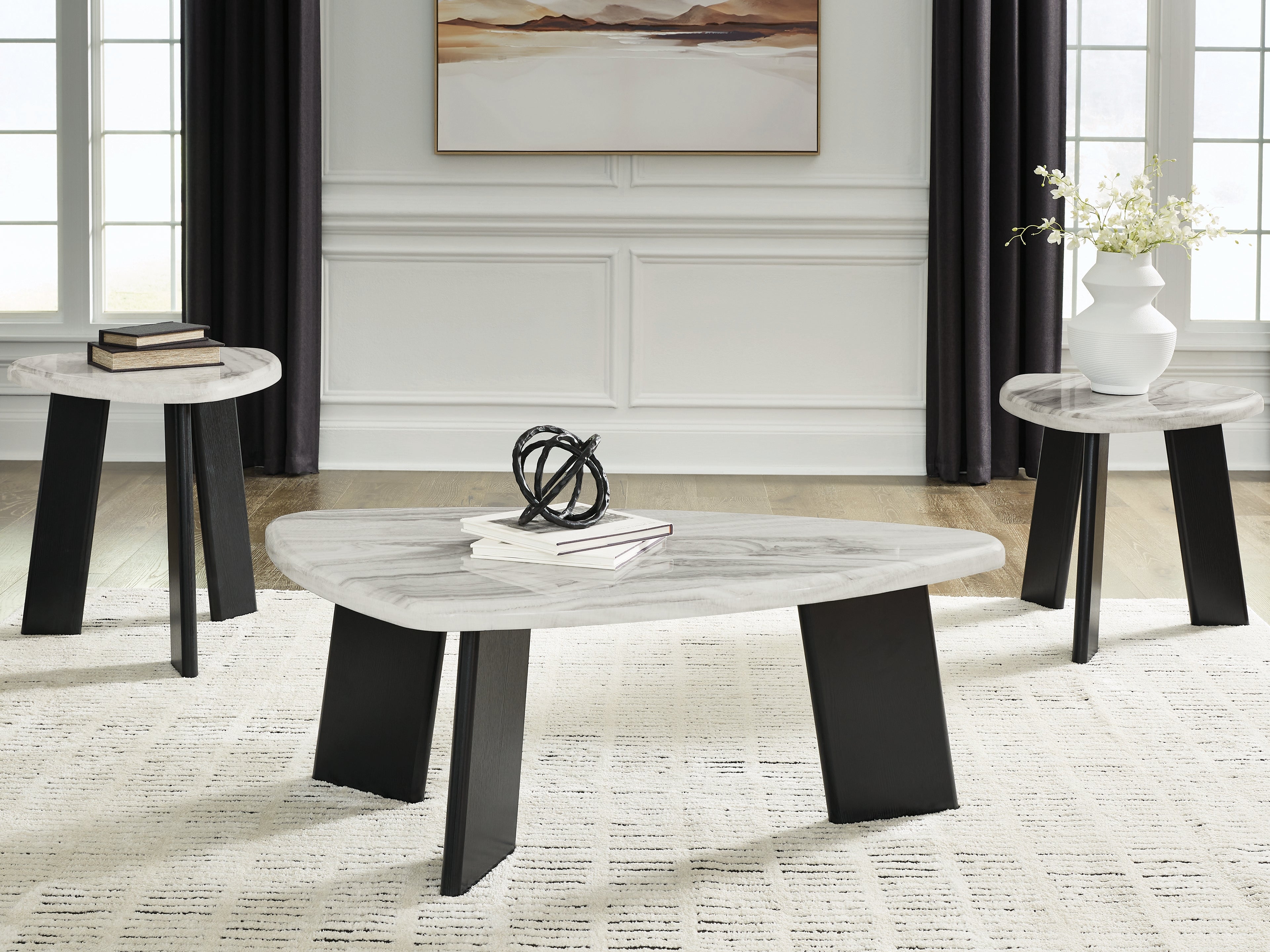 BLACK DESIGN 葉月 Lilyberg Gray/Black Table (Set of 3) – Luna Furniture