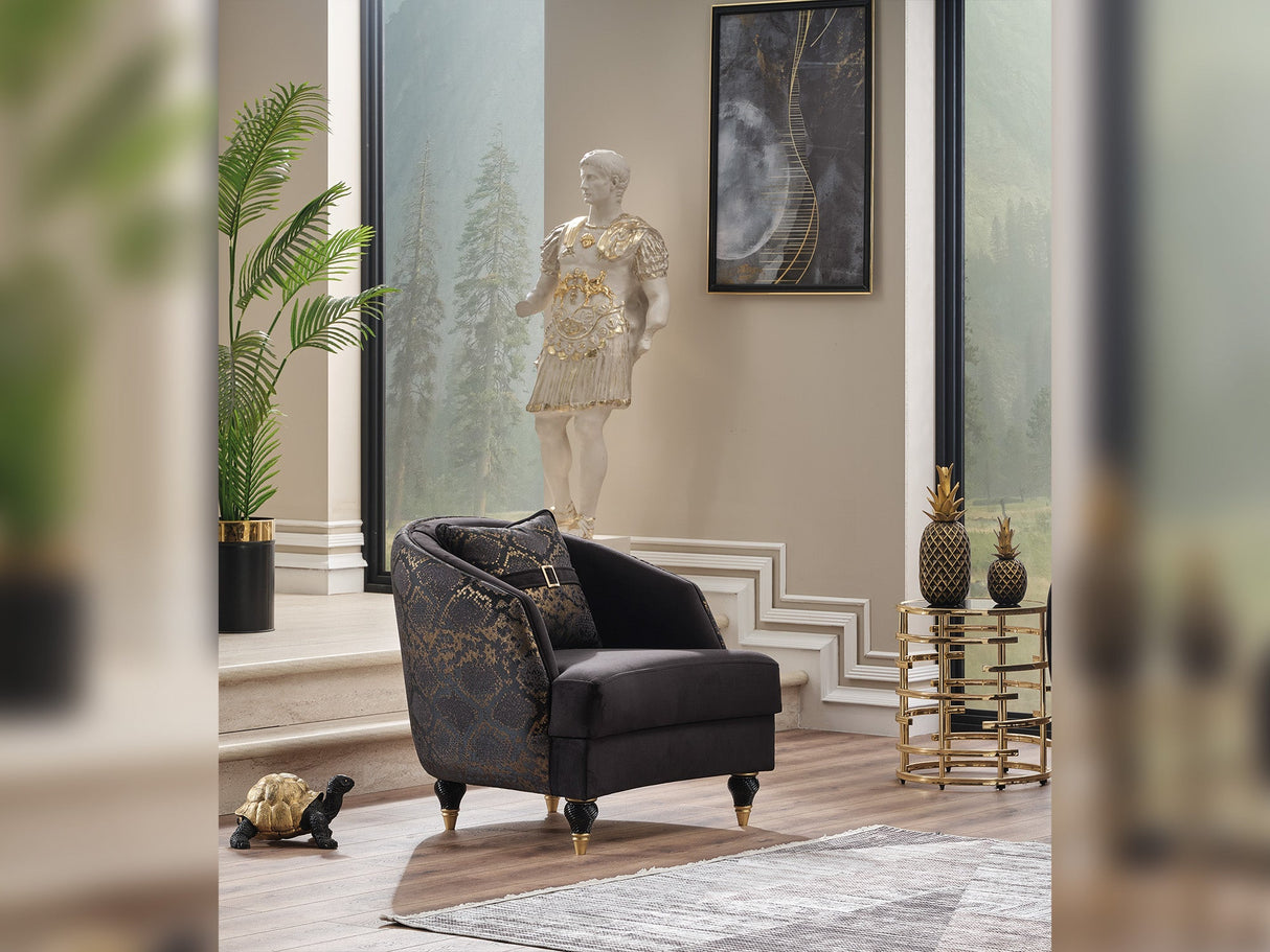 Lima 3-pieces (Sofa & Loveseat & Chair) Livingroom Set in Black from Furnia - Luna Furniture