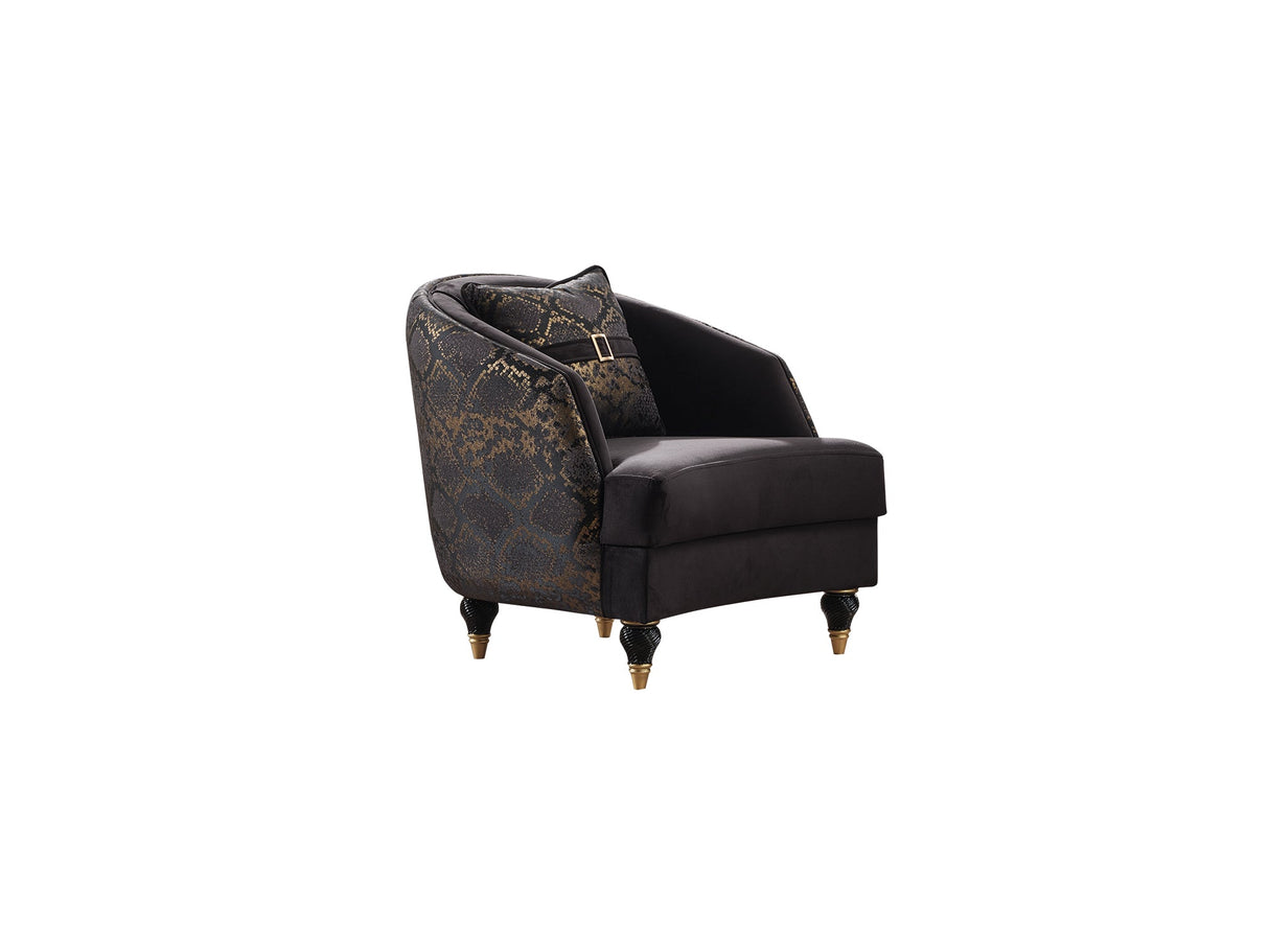 Lima 3-pieces (Sofa & Loveseat & Chair) Livingroom Set in Black from Furnia - Luna Furniture