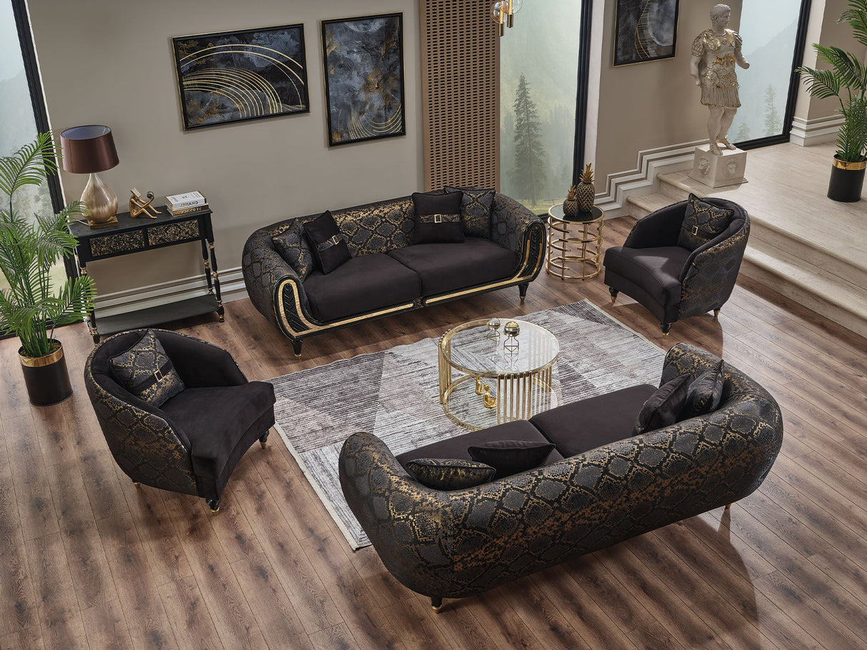 Lima 3-pieces (Sofa & Loveseat & Chair) Livingroom Set in Black from Furnia - Luna Furniture