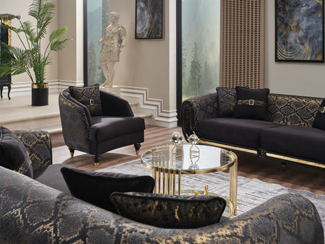 Lima 3-pieces (Sofa & Loveseat & Chair) Livingroom Set in Black from Furnia - Luna Furniture