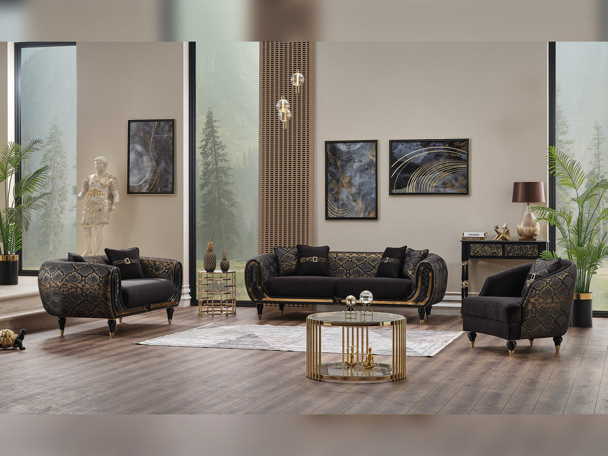 Lima 3-pieces (Sofa & Loveseat & Chair) Livingroom Set in Black from Furnia - Luna Furniture
