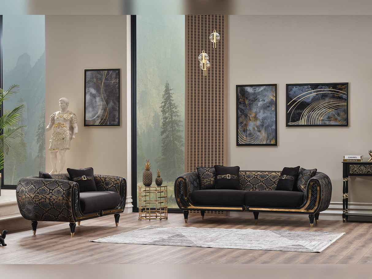 Lima 3-pieces (Sofa & Loveseat & Chair) Livingroom Set in Black from Furnia - Luna Furniture