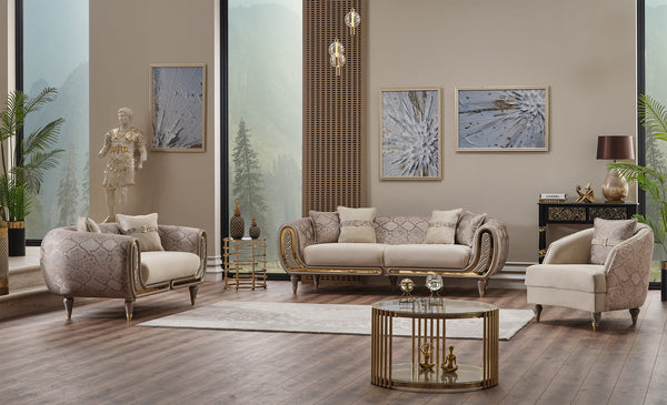 Lima 3-pieces (Sofa & Loveseat & Chair) Livingroom Set in Cream