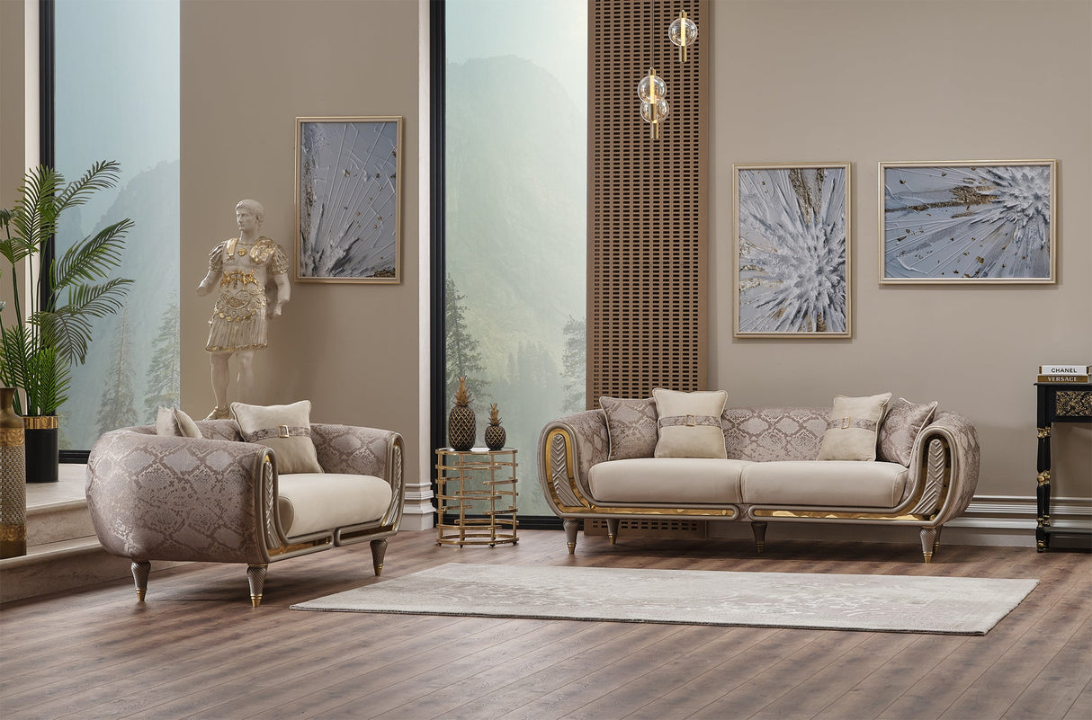 Lima 3-pieces (Sofa & Loveseat & Chair) Livingroom Set in Cream from Furnia - Luna Furniture
