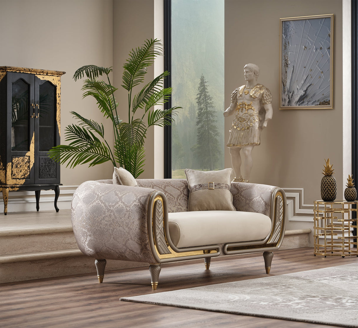 Lima Stationary Loveseat in Cream from Furnia - Luna Furniture