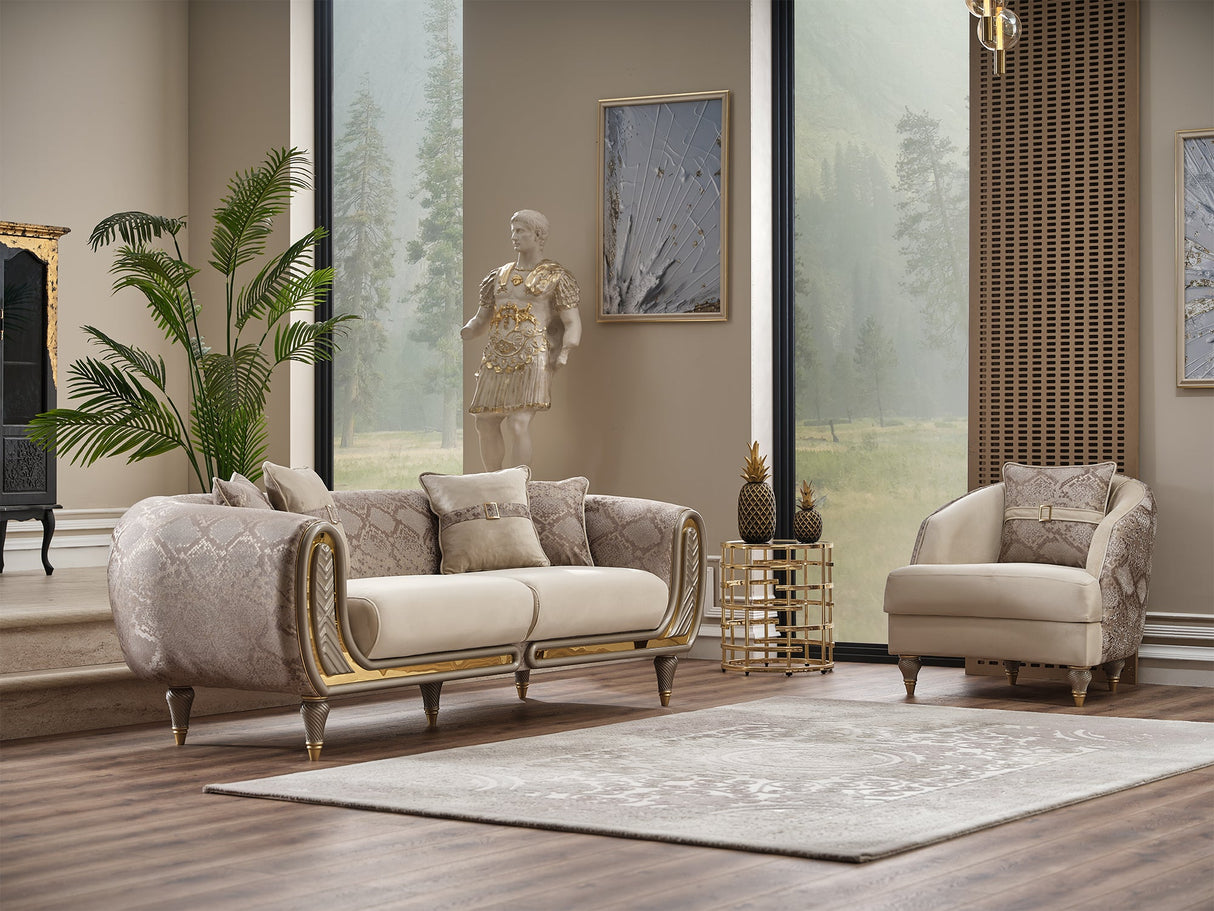 Lima 3-pieces (Sofa & Loveseat & Chair) Livingroom Set in Cream from Furnia - Luna Furniture