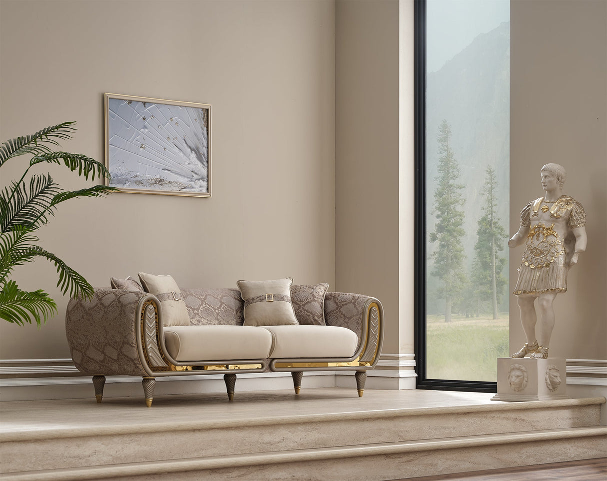 Lima 3-pieces (Sofa & Loveseat & Chair) Livingroom Set in Cream from Furnia - Luna Furniture