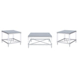Lindley Chrome 3-Piece Square Coffee and End Table Set from Coaster - Luna Furniture