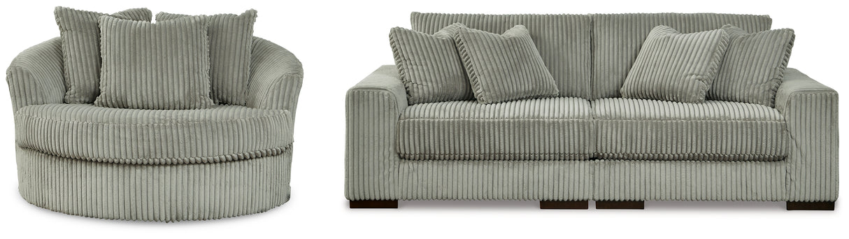 Lindyn Fog 2-Piece Sectional Sofa and Oversized Swivel Accent Chair from Ashley - Luna Furniture