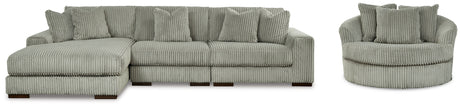 Lindyn Fog 3-Piece Sectional and Oversized Swivel Accent Chair from Ashley - Luna Furniture