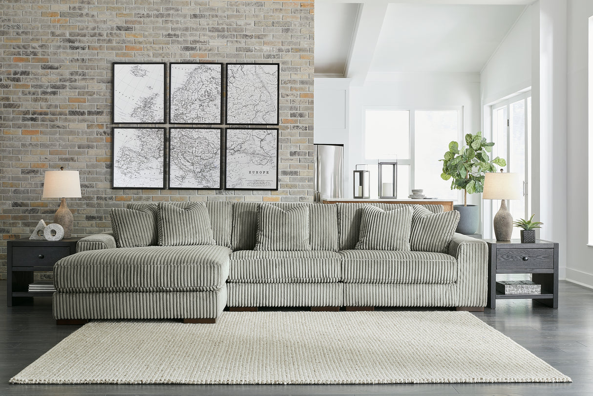 Lindyn Fog 3-Piece Sectional and Oversized Swivel Accent Chair from Ashley - Luna Furniture