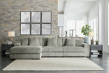Lindyn Fog 3-Piece Sectional and Oversized Swivel Accent Chair from Ashley - Luna Furniture