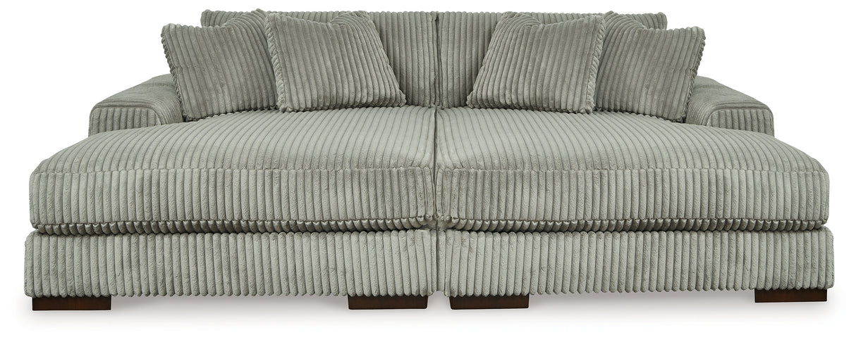 Lindyn Fog Super Chaise with Oversized Swivel Chair from Ashley Furniture - Luna Furniture