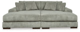 Lindyn Fog Super Chaise with Oversized Swivel Chair from Ashley Furniture - Luna Furniture