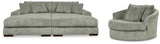 Lindyn Fog Super Chaise with Oversized Swivel Chair from Ashley Furniture - Luna Furniture