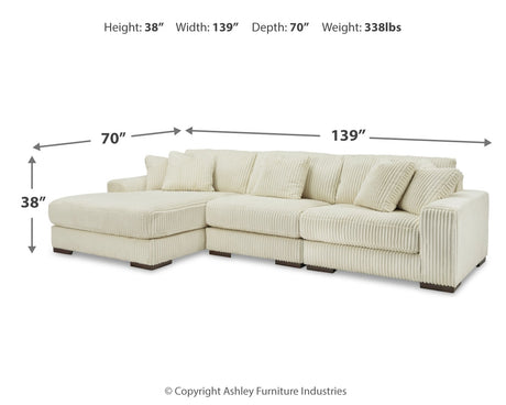 Lindyn Ivory 3-Piece Sectional with Ottoman from Ashley - Luna Furniture