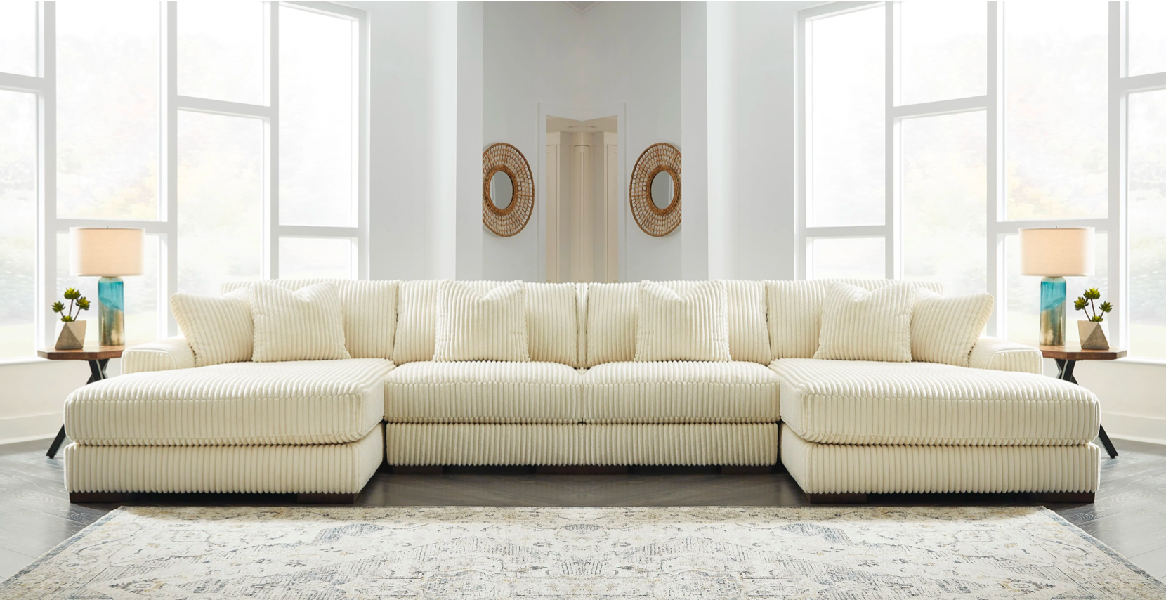 Lindyn Ivory 4-Piece Double Chaise Sectional from Ashley - Luna Furniture