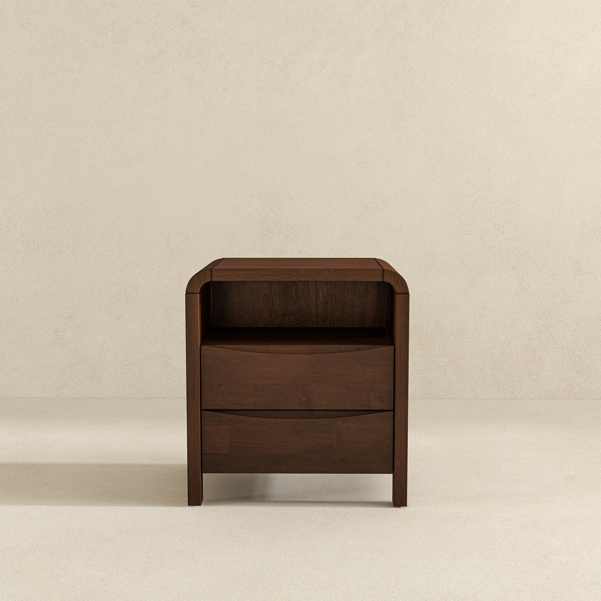Lionel Mid Century Modern Solid Wood Nightstand 2-Drawer from Ashcroft Furniture - Luna Furniture