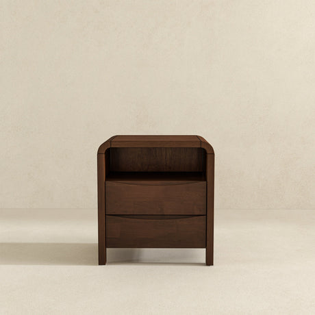 Lionel Mid Century Modern Solid Wood Nightstand 2-Drawer from Ashcroft Furniture - Luna Furniture