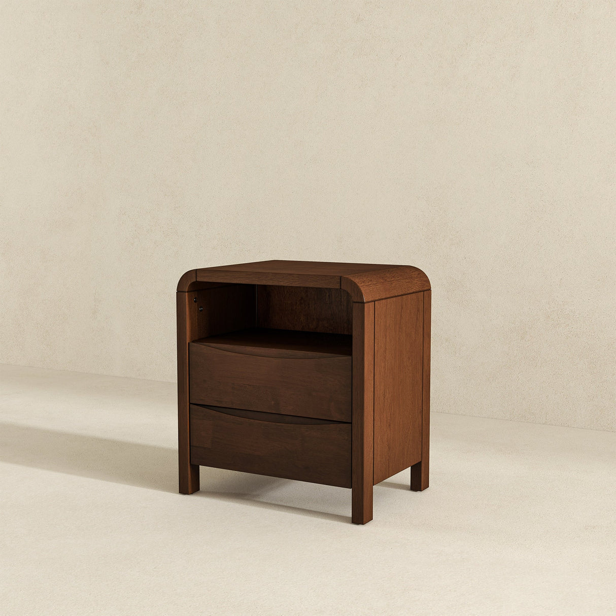 Lionel Mid Century Modern Solid Wood Nightstand 2-Drawer from Ashcroft Furniture - Luna Furniture