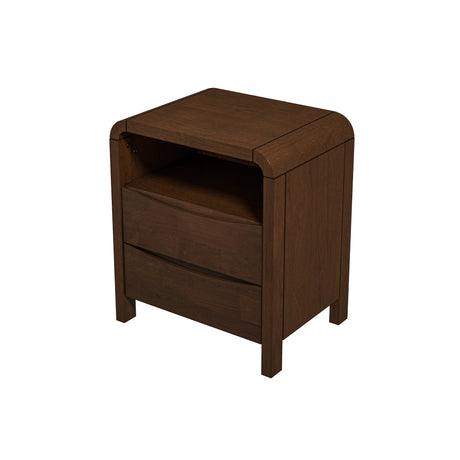 Lionel Mid Century Modern Solid Wood Nightstand 2-Drawer from Ashcroft Furniture - Luna Furniture