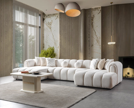Lis Ivory Boucle Double Chaise 147" Sectional from Nova Furniture - Luna Furniture