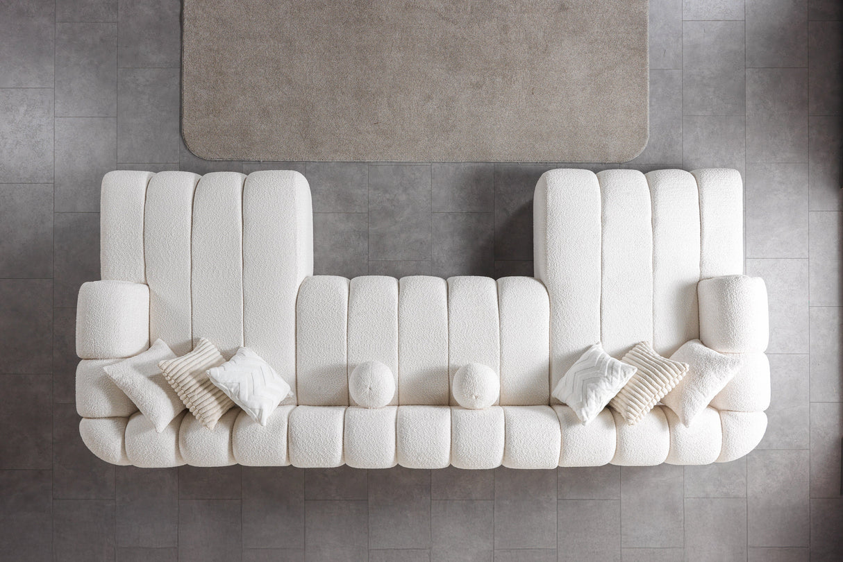 Lis Ivory Boucle Double Chaise 147" Sectional from Nova Furniture - Luna Furniture