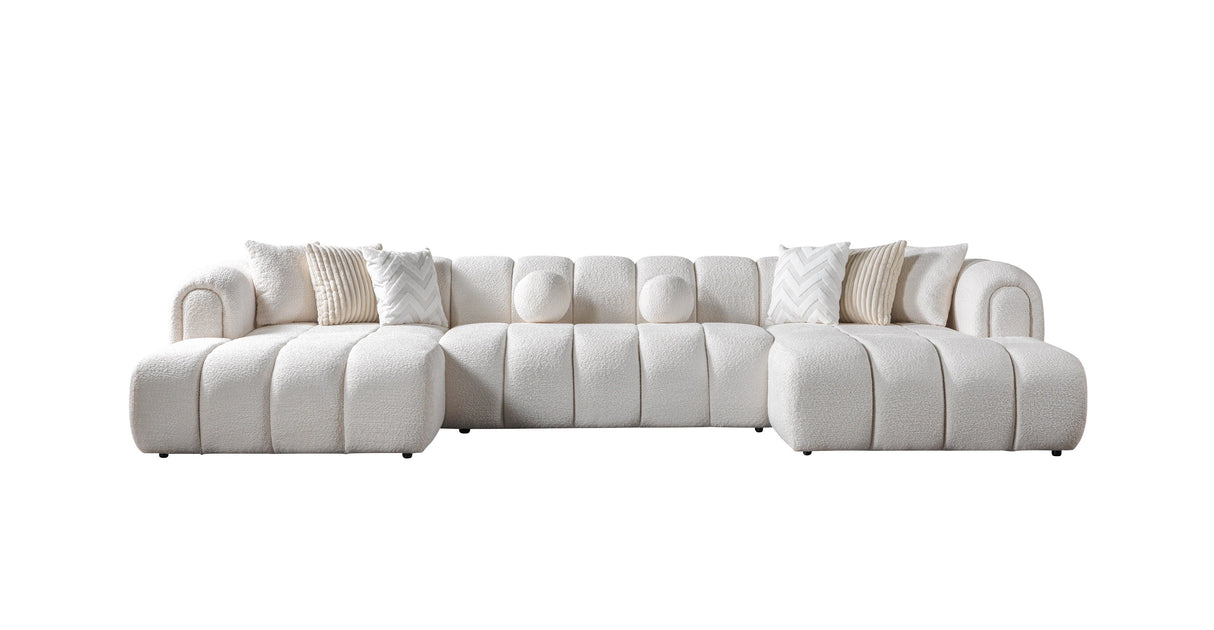 Lis Ivory Boucle Double Chaise 147" Sectional from Nova Furniture - Luna Furniture