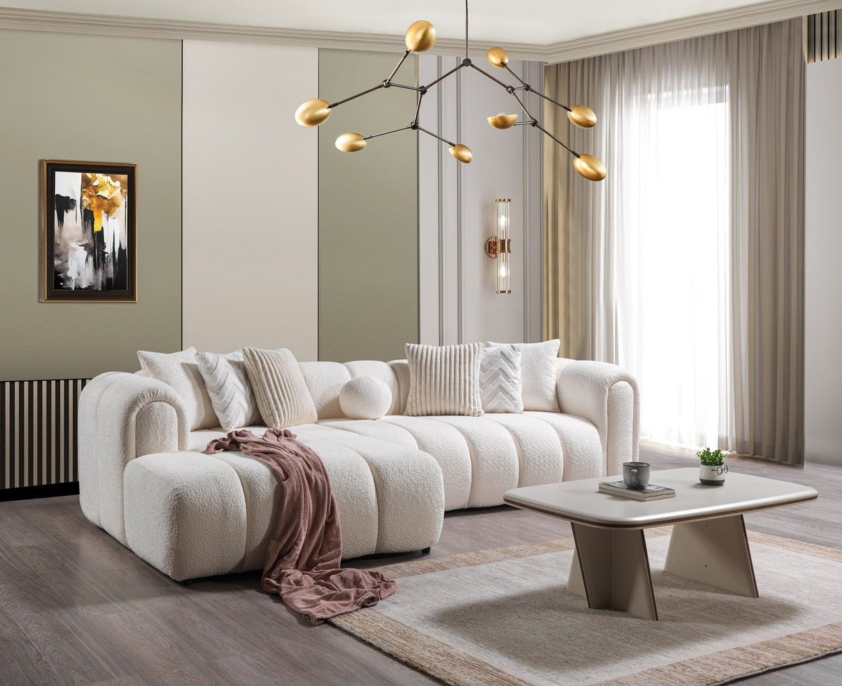 Lis Ivory Boucle LAF Sectional from Nova Furniture - Luna Furniture