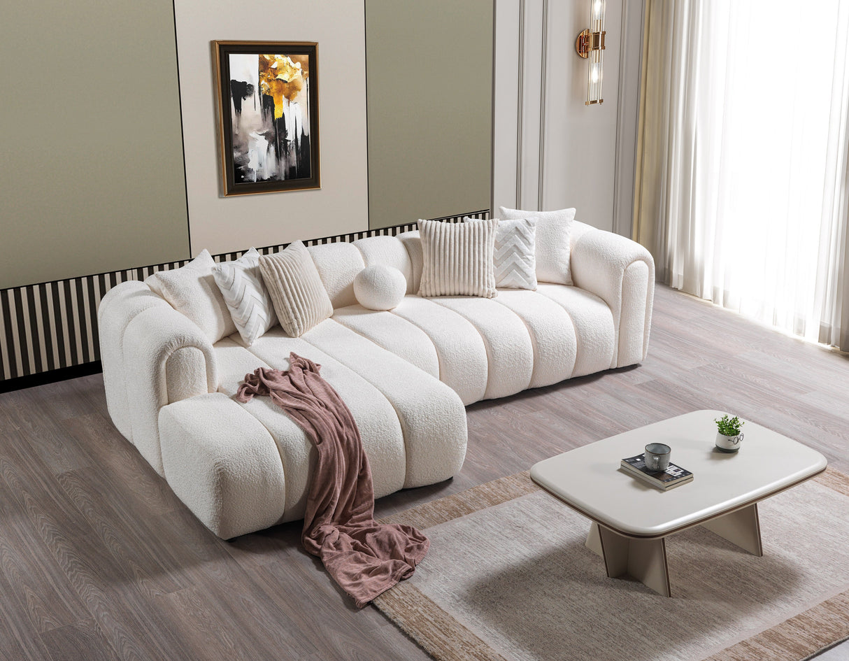 Lis Ivory Boucle LAF Sectional from Nova Furniture - Luna Furniture
