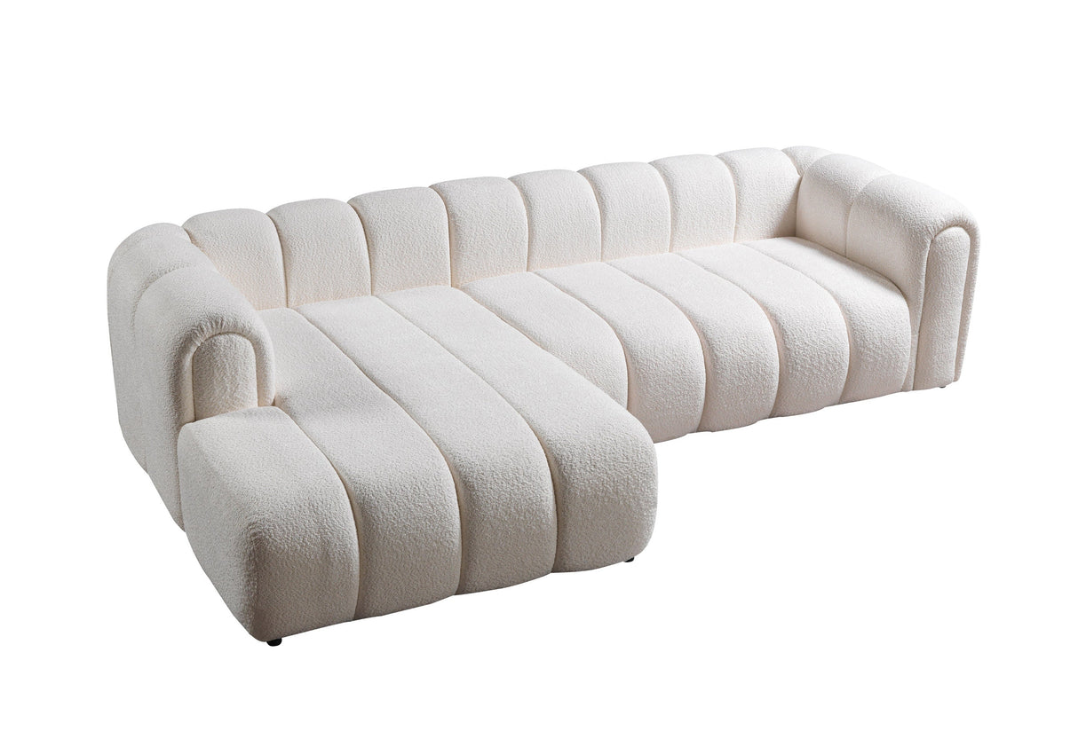 Lis Ivory Boucle LAF Sectional from Nova Furniture - Luna Furniture