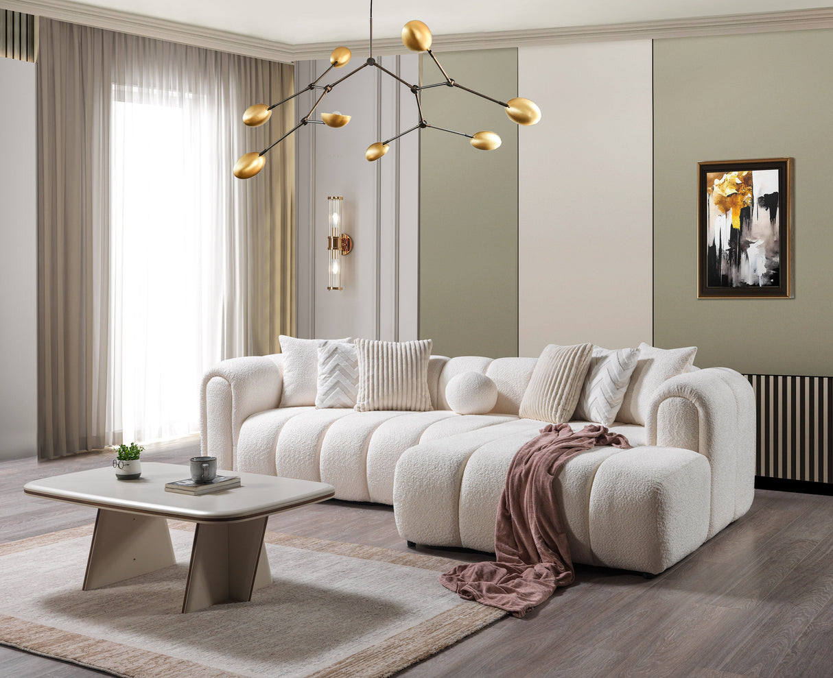 Lis Ivory Boucle RAF Sectional from Nova Furniture - Luna Furniture