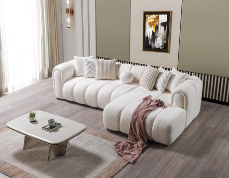 Lis Ivory Boucle RAF Sectional from Nova Furniture - Luna Furniture