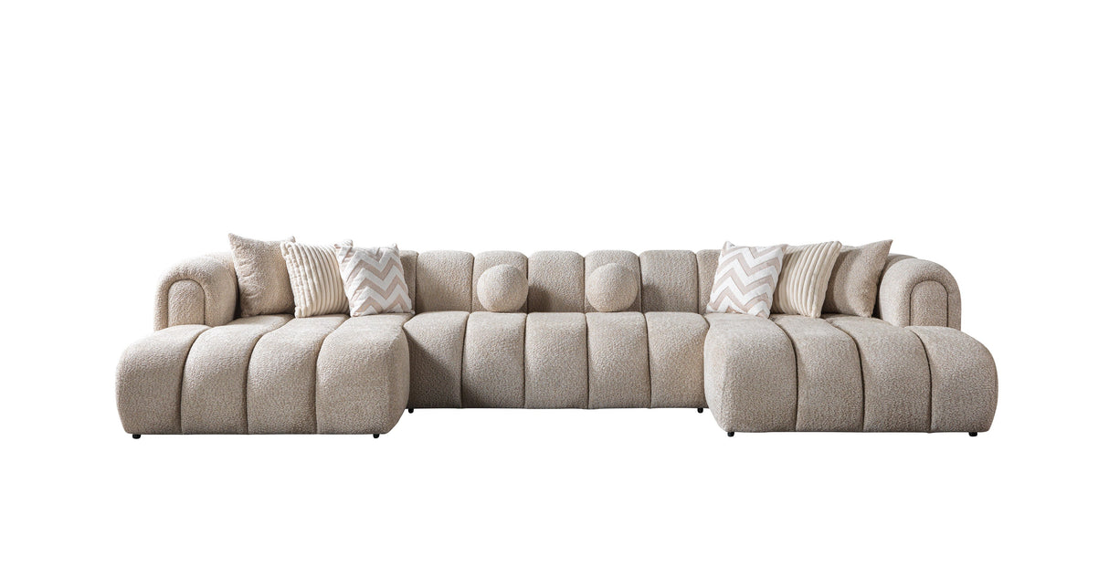 Lis Sand Boucle Double Chaise 147" Sectional from Nova Furniture - Luna Furniture