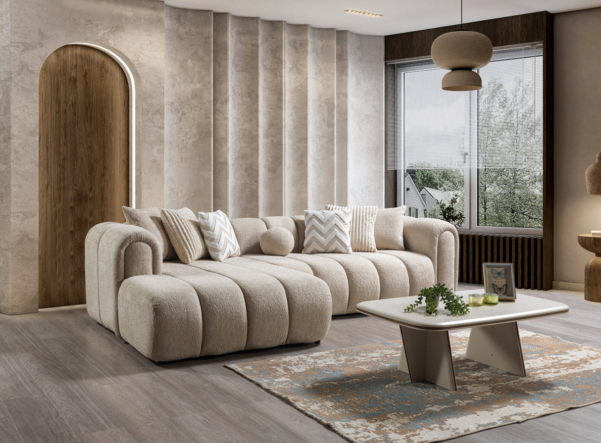 Lis Sand Boucle LAF 115" Sectional from Nova Furniture - Luna Furniture