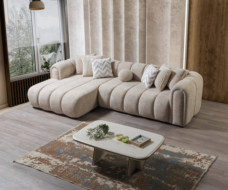 Lis Sand Boucle LAF 115" Sectional from Nova Furniture - Luna Furniture
