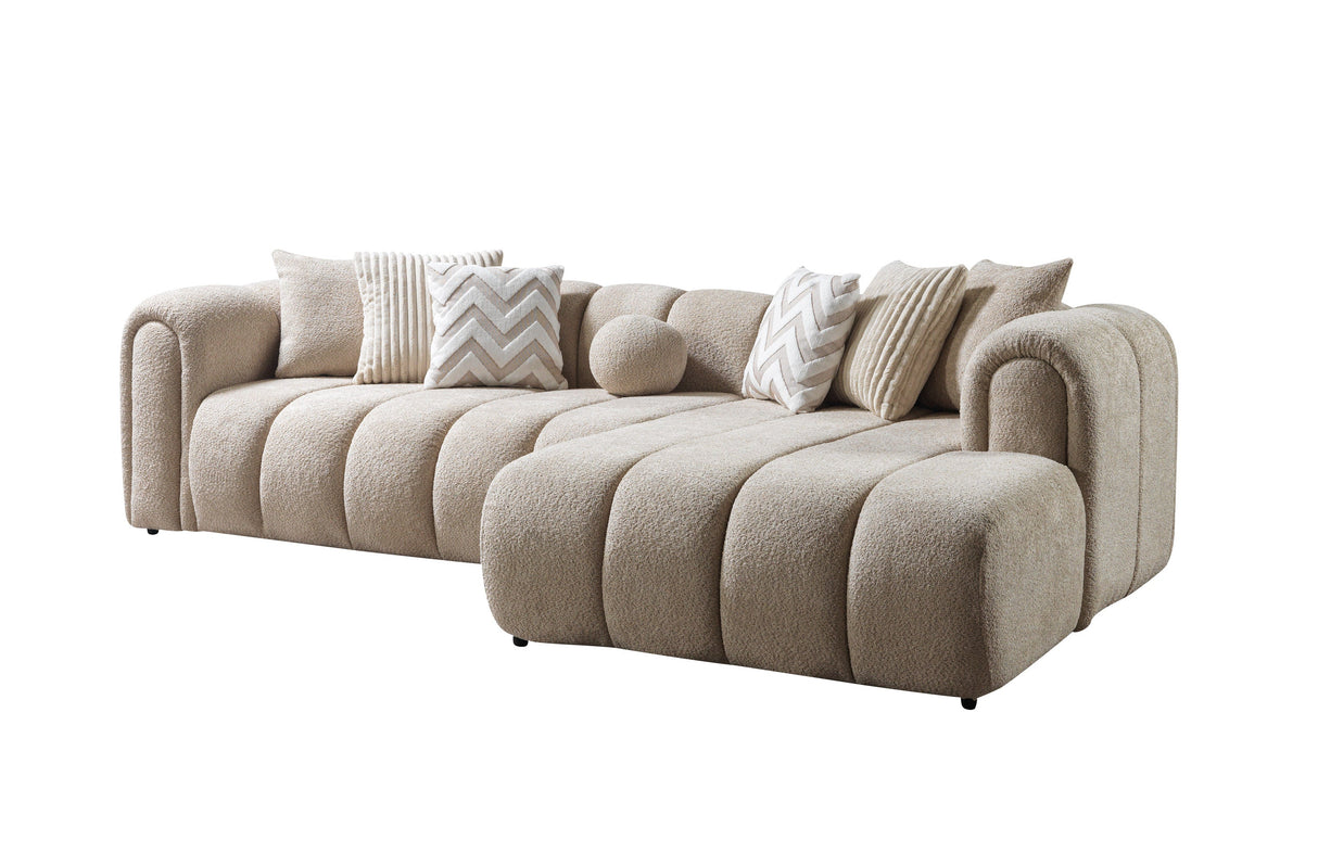 Lis Sand Boucle RAF Sectional from Nova Furniture - Luna Furniture
