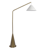 Lisbon Black Floor Lamp with On/Off Switch Coned Base Hanging White Fabric Shade from Midinmod - Luna Furniture