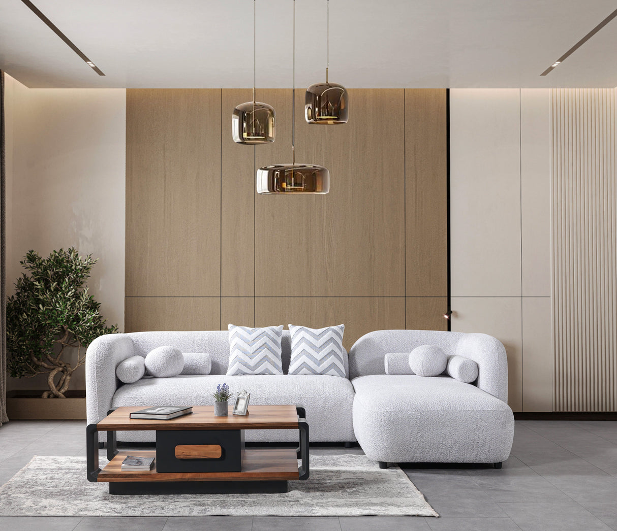 Liva Gray Boucle RAF 110" Sectional from Nova Furniture - Luna Furniture
