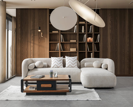 Liva Sand Boucle RAF 110" Sectional from Nova Furniture - Luna Furniture