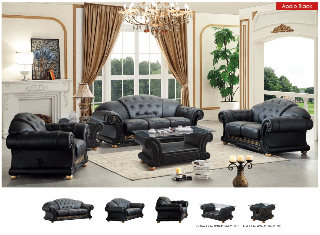 Apolo Black Italian Leather Loveseat from ESF Furniture - Luna Furniture