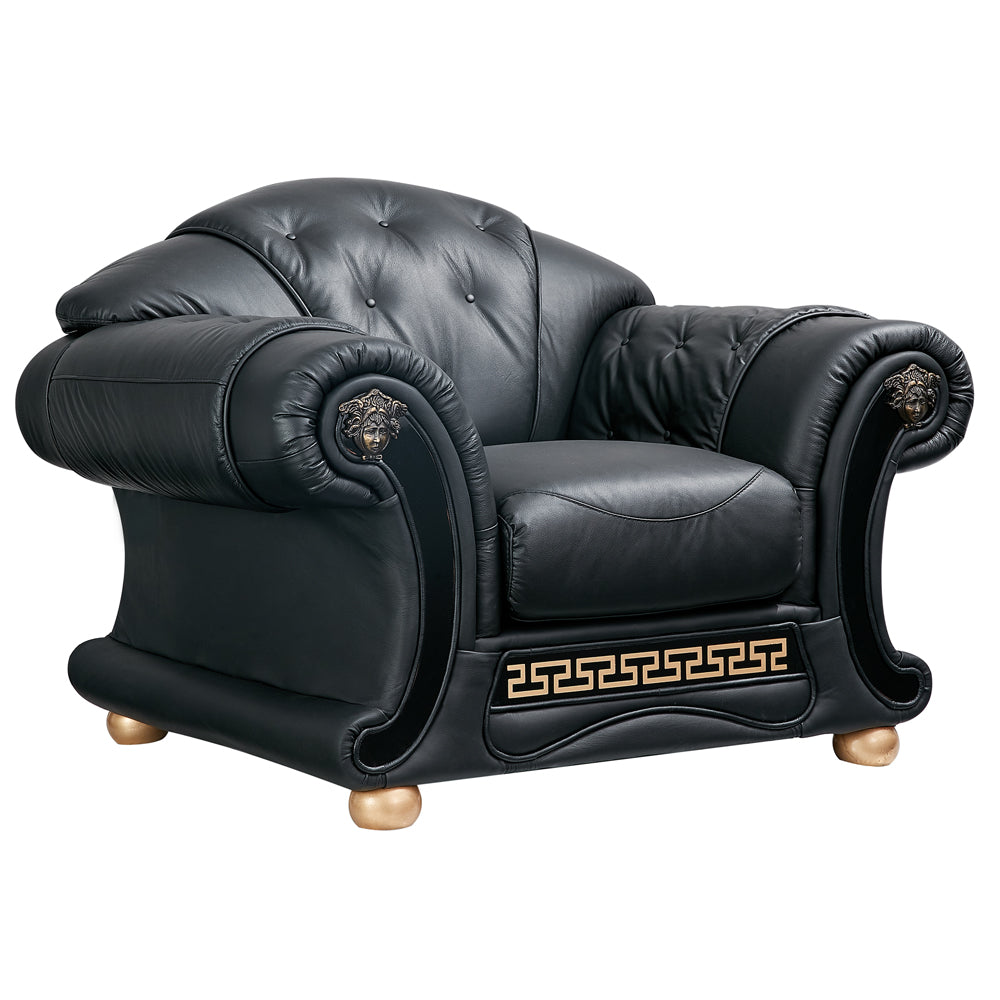 Apolo Black Italian Leather Loveseat from ESF Furniture - Luna Furniture