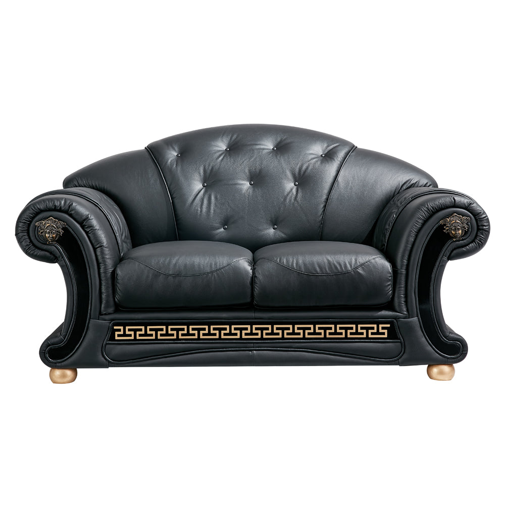 Apolo Black Italian Leather Loveseat from ESF Furniture - Luna Furniture